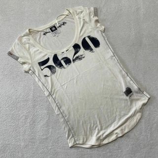 ジースター(G-STAR RAW)のジースターロウ Tシャツ クリーム ナンバープリント Vネック XSサイズ(その他)