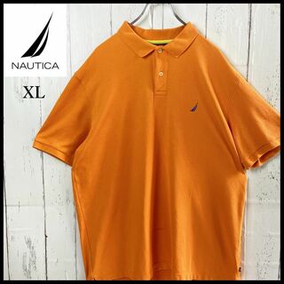 ノーティカ(NAUTICA)のノーティカ NAUTICA ポロシャツ 刺繍ロゴ ゆるだぼ 古着 XL オレンジ(ポロシャツ)