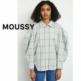 マウジー(moussy)のMOUSSY　マウジー　シャツ　緑　グリーン　チェック　長袖　ボリューム袖(シャツ/ブラウス(長袖/七分))