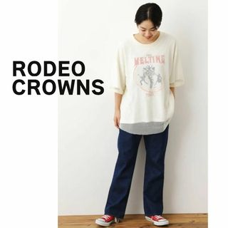 ロデオクラウンズ(RODEO CROWNS)のRODEO CROWNS　Ｔシャツ　レイヤード　アイボリー　プリント　半袖(Tシャツ(半袖/袖なし))