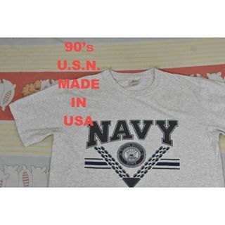 ミリタリー(MILITARY)の米軍 支給品 90’ｓ Tシャツ t14415 USA製 USN 00 80(Tシャツ/カットソー(半袖/袖なし))