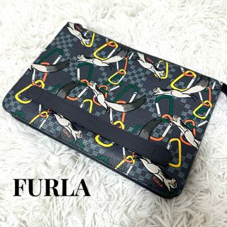 フルラ(Furla)の【極美品】男女兼用　FURLA 　フルラ　クラッチバッグ　アニマル柄　リス(セカンドバッグ/クラッチバッグ)