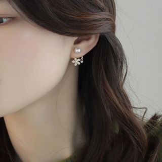 【早い者勝ち】 レディース ピアス フラワー パール オシャレ 海外 2way(ピアス)