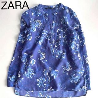 ZARA WOMAN 　ザラ　フラワープリントブラウス　コットンシルク