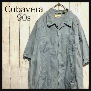 キューバベラ 半袖キューバシャツ刺繍デザイン開襟90s Z1206(シャツ)