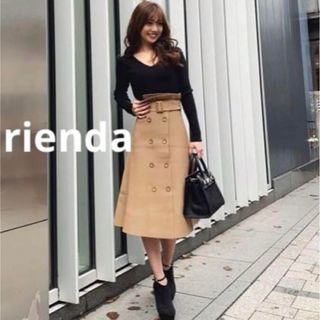 最終値下げrienda トレンチスカートKnitコンビワンピース ミモレ丈 F