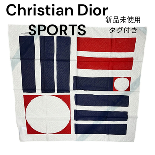 クリスチャンディオール(Christian Dior)の新品未使用　タグ付き　大判スカーフ　クリスチャンディオール　スポーツ　綿100%(バンダナ/スカーフ)