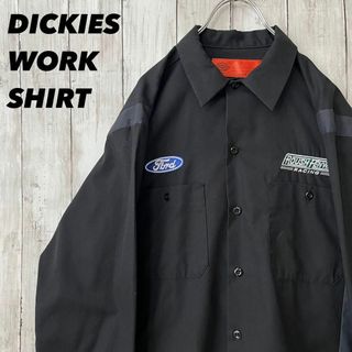 ディッキーズ(Dickies)のアメリカ古着DICKIES ディッキーズ　長袖切替カラーワークシャツM黒×グレー(シャツ)