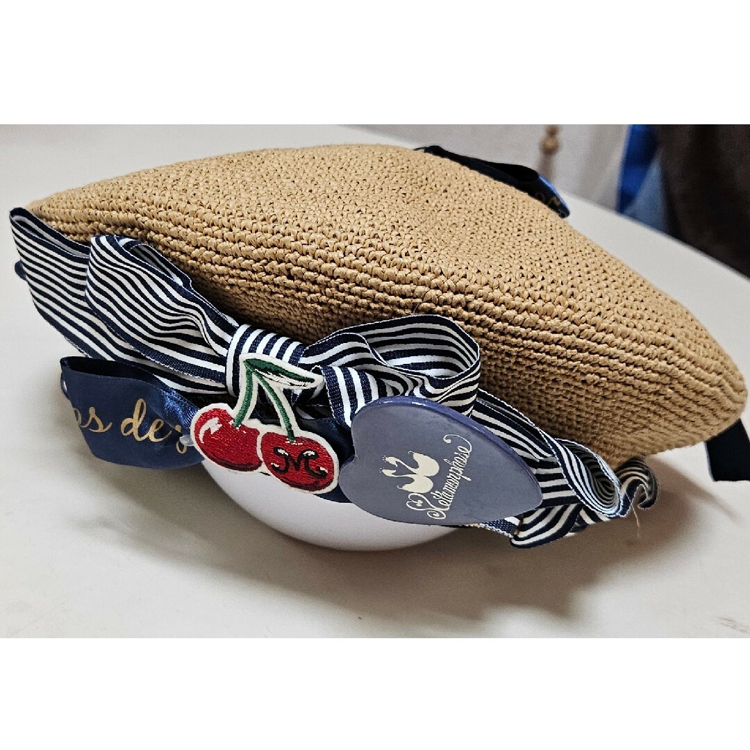 metamorphose temps de fille(メタモルフォーゼタンドゥフィーユ)のメタモルフォーゼタンドゥフィーユ チェリー 紺 サマーベレー帽 レディースの帽子(ハンチング/ベレー帽)の商品写真
