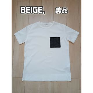 ベイジ(BEIGE,)の美品　ベイジ　シアーポケット付き　半袖カットソー　Tシャツ　LL　白(Tシャツ(半袖/袖なし))