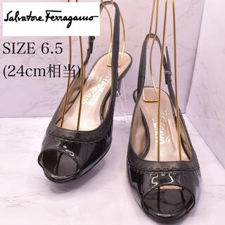 Salvatore Ferragamo - サルヴァトーレフェラガモ　スリングバック　サンダル　エナメルパンプス　黒　24