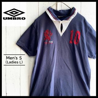 UMBRO - 希少 アンブロ UMBRO デサント社製 ポロシャツ 90s 古着 ネイビー S