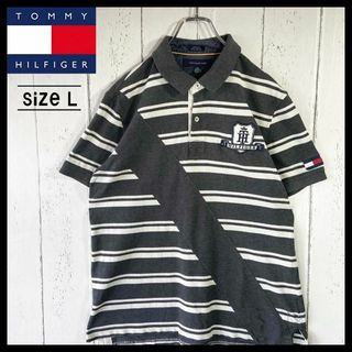 トミーヒルフィガー(TOMMY HILFIGER)のトミー ヒルフィガー TOMMY HILFIGER ポロシャツ ボーダー グレー(ポロシャツ)