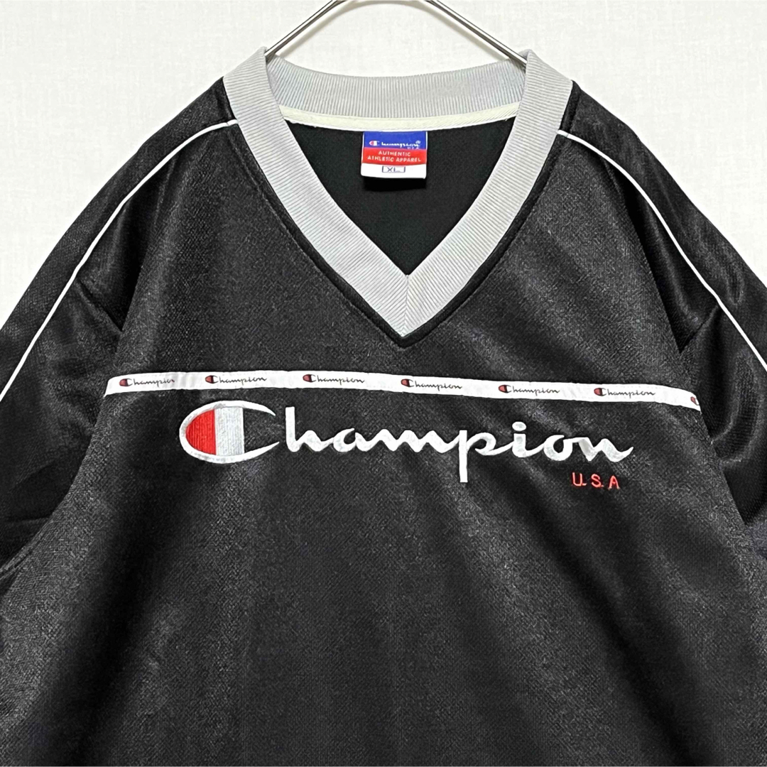 Champion(チャンピオン)の【美品!!】Champion 半袖 ジャージ フットボールTシャツ？ ゆるダボ メンズのトップス(Tシャツ/カットソー(半袖/袖なし))の商品写真