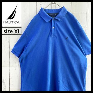 ノーティカ(NAUTICA)のノーティカ NAUTICA  ポロシャツ 刺繍ロゴ 90s 古着 XL ブルー(ポロシャツ)