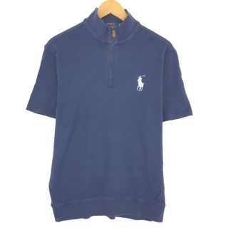 古着 ラルフローレン Ralph Lauren POLO RALPH LAUREN ビッグポニー ハイネック ハーフジップ 半袖 ワンポイントロゴTシャツ メンズM /eaa442441