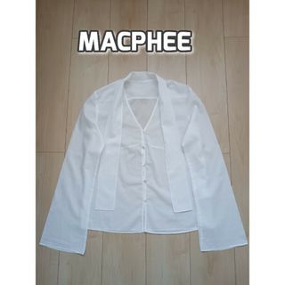 MACPHEE - 美品　マカフィ　トゥモローランド　ボウタイブラウス　М　コットン　ホワイト