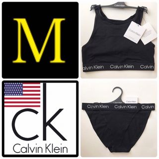 カルバンクライン(Calvin Klein)のレア ck 新品 USA カルバンクライン ブラ ショーツ 下着 黒 M(ブラ&ショーツセット)