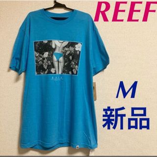 新品　REEF プリントTシャツ　半袖　ブルー　サーフ　M(Tシャツ/カットソー(半袖/袖なし))