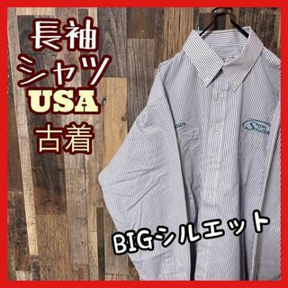 ストライプ ボタンダウン メンズ ホワイト XL シャツ 古着 90s 長袖(シャツ)
