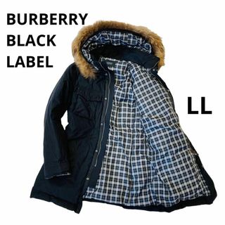 BURBERRY BLACK LABEL - 美品★希少ＬＬ★バーバリーブラックレーベル★ダウンコート★ファーフード★ブラック