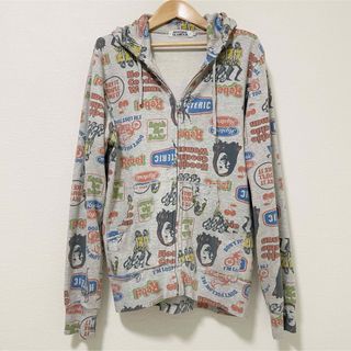 ヒステリックグラマー(HYSTERIC GLAMOUR)の極美品　ヒステリックグラマー　ジップアップパーカー　ヒスガール　総柄　M(パーカー)