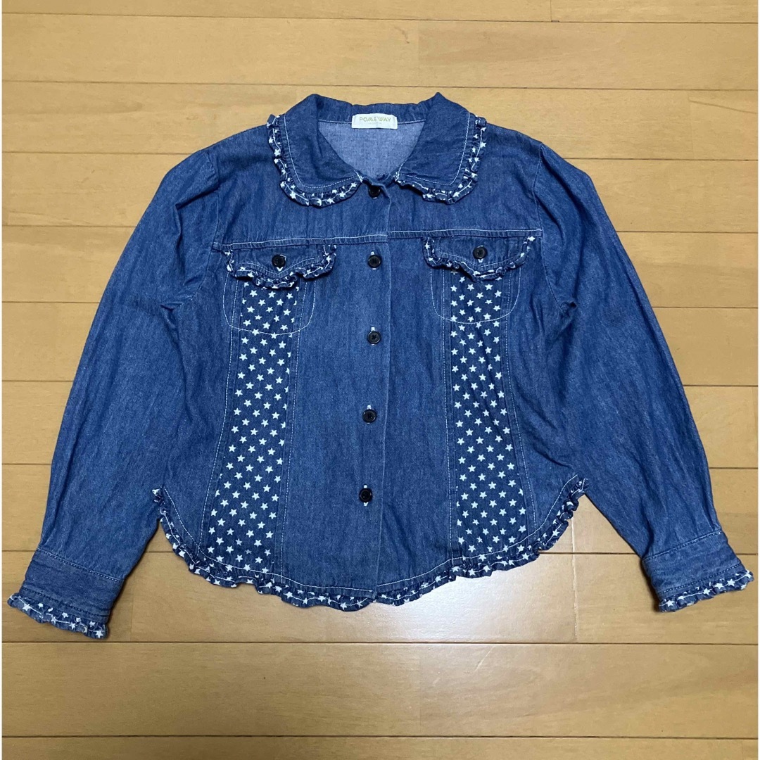 デニムシャツ　POMEWAY   130 キッズ/ベビー/マタニティのキッズ服女の子用(90cm~)(ブラウス)の商品写真