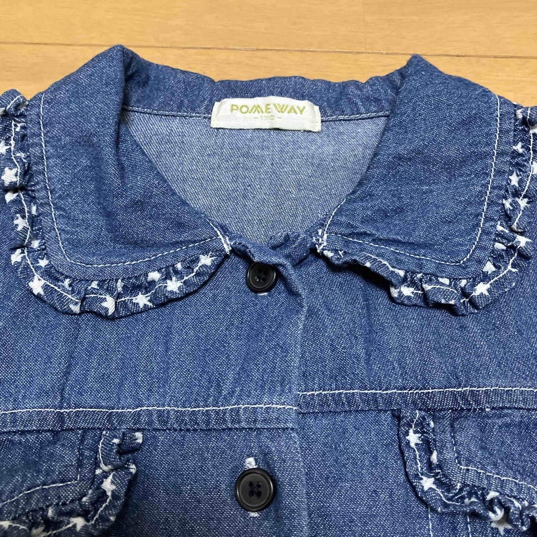 デニムシャツ　POMEWAY   130 キッズ/ベビー/マタニティのキッズ服女の子用(90cm~)(ブラウス)の商品写真