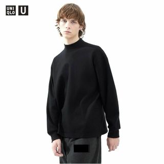 ユニクロ(UNIQLO)の★人気 UNIQLO U ブラッシュドジャージーモックネックＴ M 黒 ブランド(Tシャツ/カットソー(七分/長袖))