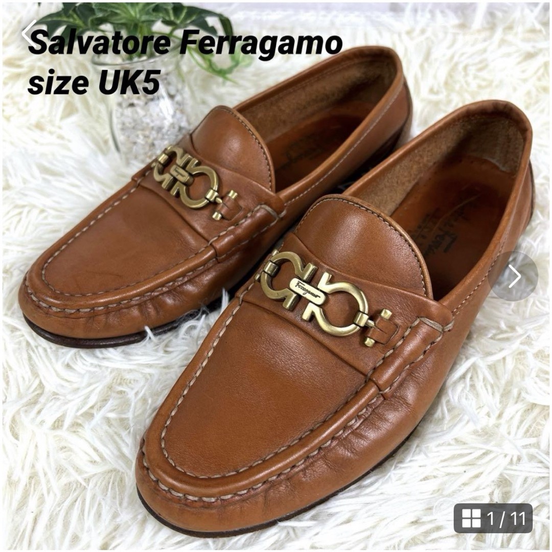 Salvatore Ferragamo(サルヴァトーレフェラガモ)のサルヴァトーレフェラガモ　ガンチーニ　ローファー　レザー　US5 ブラウン レディースの靴/シューズ(ローファー/革靴)の商品写真
