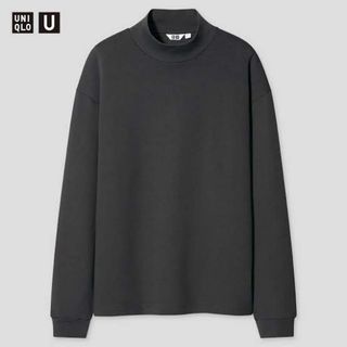 ユニクロ(UNIQLO)の★人気 美品 UNIQLO U ブラッシュドジャージーモックネックＴ M グレー(Tシャツ/カットソー(七分/長袖))