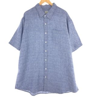 エルエルビーン(L.L.Bean)の古着 エルエルビーン L.L.Bean SLIGHTLY FITTED ボーダー柄 半袖 リネンシャツ メンズXXL /eaa442569(シャツ)