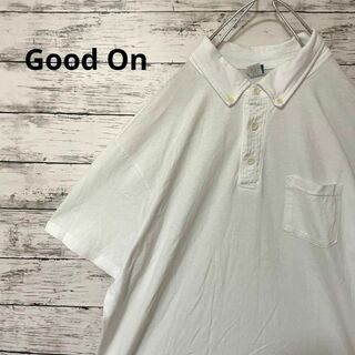 グッドオン(Good On)のGood On ポロシャツ ボタンダウン 白 XL シンプル 定番 無地 古着(ポロシャツ)