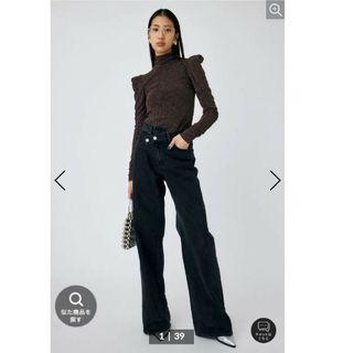 マウジー(moussy)のMOUSSY CROSS WAIST WIDE STRAIGHT(デニム/ジーンズ)