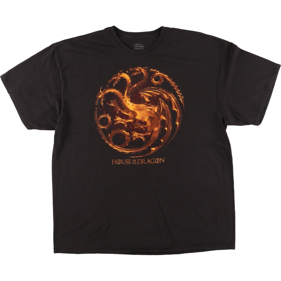 古着 HOUSE OF THE DRAGON ハウスオブザドラゴン 龍柄 ドラゴン柄 テレビドラマ 映画 ムービーTシャツ メンズXXL /eaa410065 メンズのトップス(Tシャツ/カットソー(半袖/袖なし))の商品写真