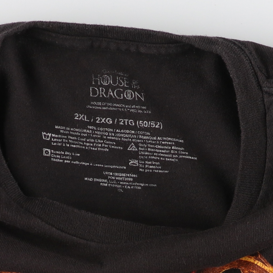 古着 HOUSE OF THE DRAGON ハウスオブザドラゴン 龍柄 ドラゴン柄 テレビドラマ 映画 ムービーTシャツ メンズXXL /eaa410065 メンズのトップス(Tシャツ/カットソー(半袖/袖なし))の商品写真