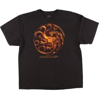 古着 HOUSE OF THE DRAGON ハウスオブザドラゴン 龍柄 ドラゴン柄 テレビドラマ 映画 ムービーTシャツ メンズXXL /eaa410065(Tシャツ/カットソー(半袖/袖なし))