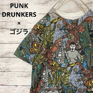 パンクドランカーズ(PUNK DRUNKERS)のPUNK DRUNKERES × ゴジラ 総柄Tシャツ 怪獣 映画 人気(Tシャツ/カットソー(半袖/袖なし))