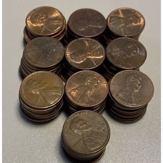 アメリカ貨幣  アメリカ コイン　1セント硬貨　古銭　100枚　コイン　(貨幣)