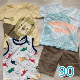 ニシマツヤ(西松屋)の男の子　夏服　半袖　Tシャツ　タンクトップ　半ズボン　90 まとめ売り(Ｔシャツ)