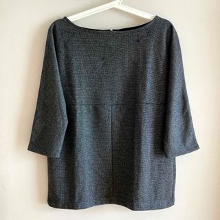 ザラ(ZARA)のZARA ザラ 黒グレー デザインニットTシャツ ロンT 長袖 カットソー M(カットソー(長袖/七分))