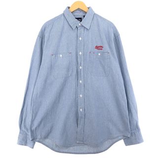 ギャップ(GAP)の古着 90年代 ギャップ GAP ストライプ柄 長袖 ワークシャツ カナダ製 メンズL ヴィンテージ /eaa446999(シャツ)