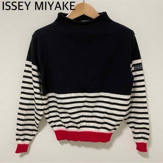 イッセイミヤケ(ISSEY MIYAKE)のイッセイミヤケ　ボーダーニット　プルオーバー　ハイネック　M(ニット/セーター)