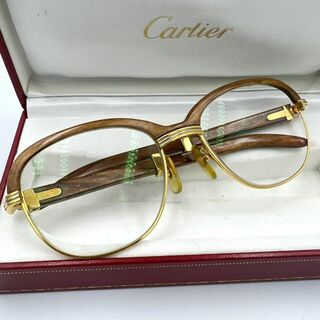カルティエ(Cartier)のCartier メガネ マルメゾン ウッドテンプル 度入り 廃盤品(サングラス/メガネ)