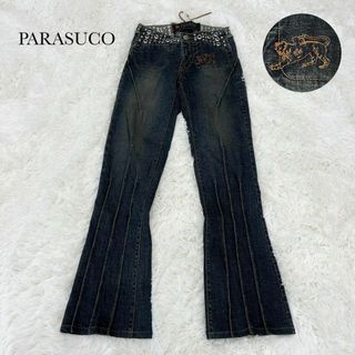 パラスコ(Parasuco)の美品 PARASUCO フレアデニム レース スタッズ ビジュー 刺繍 23(デニム/ジーンズ)