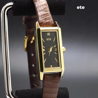 エテ(ete)のete 腕時計 ブラックダイアル 1P ゴールド レクタンギュラー(腕時計)