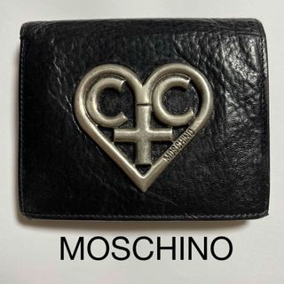 MOSCHINO 牛革 二つ折り財布 ブラック