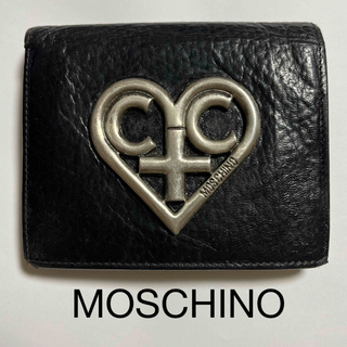 モスキーノ(MOSCHINO)のMOSCHINO 牛革 二つ折り財布 ブラック(財布)
