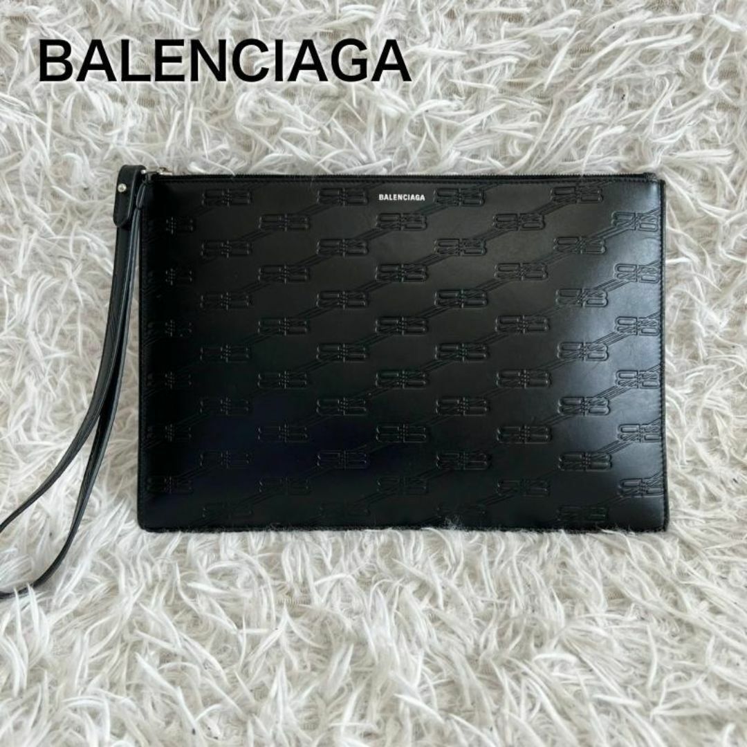 Balenciaga(バレンシアガ)のBALENCIAGA クラッチバッグ モノグラム BB ブラック 保存袋 メンズのバッグ(セカンドバッグ/クラッチバッグ)の商品写真