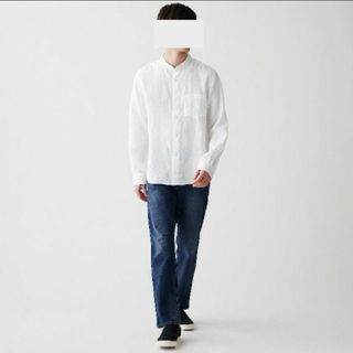 MUJI (無印良品) - ★未使用タグ付 無印良品 フレンチリネン洗いざらしスタンドカラーシャツ 白 M